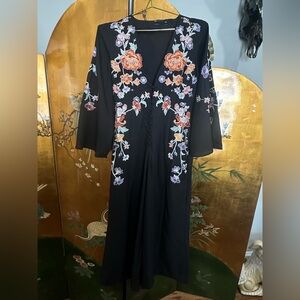 ASOS Floral Embroidered Black Kimono Jumpsuit